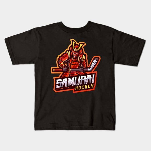 samurai hockey Kids T-Shirt by Mens_Passion